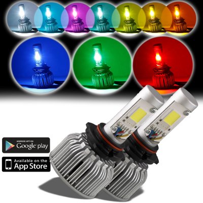 Chevy Suburban 1981-1999 H4 Color LED Headlight Bulbs App Remote