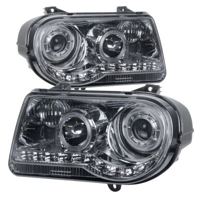 Chrysler 300C 2005-2010 Smoked LED Halo Projector Headlights
