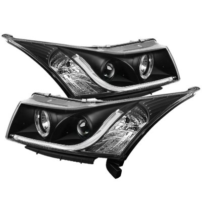 Chevy Cruze 2011-2015 Black Projector Headlights LED Strip