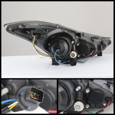 thumbnail image 2 of LED Halo Projector Headlights Pair For 2011-2013 Hyundai Elantra – Black Housing – VLAND 2 of 5