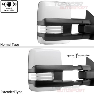 Chevy Silverado 2500HD 2015-2019 White Towing Mirrors Clear LED DRL Power Heated