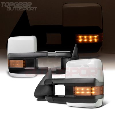 Chevy Silverado 2500 2003-2004 White Towing Mirrors LED Lights Power Heated