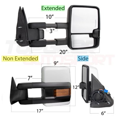 GMC Sierra 1500HD 2003-2006 White Towing Mirrors LED Lights Power Heated