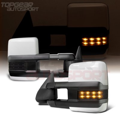 Chevy Suburban 2003-2006 White Towing Mirrors Smoked LED Lights Power Heated