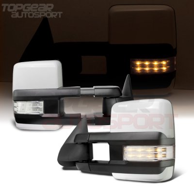 Chevy Tahoe 2003-2006 White Towing Mirrors Clear LED Lights Power Heated