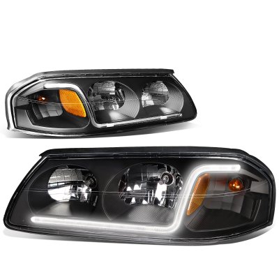 Chevy Impala 2000-2005 Black Headlights LED DRL