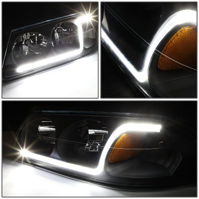 Chevy Impala 2000-2005 Black Headlights LED DRL
