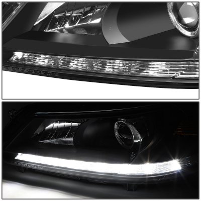 Honda Accord 2013-2015 Black Projector Headlights Tube DRL ...