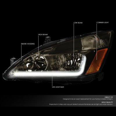Honda Accord 2003-2007 Smoked Headlights Tube DRL