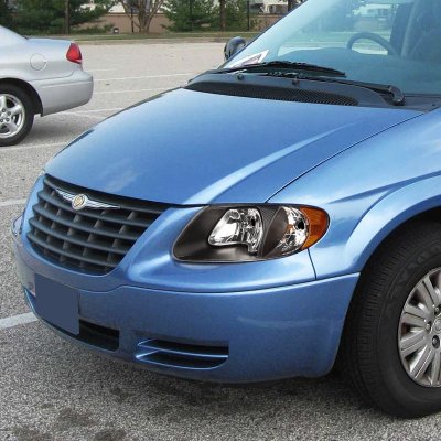 2001-2007 Dodge Caravan Chrysler Town & Country Black Replacement Headlight Pair