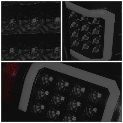 Chevy Silverado 2500HD 2007-2014 Black Smoked LED Tail Lights C-Tube