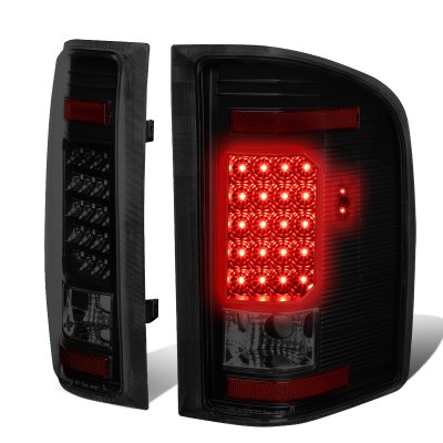 Chevy Silverado 2500HD 2007-2014 Black Smoked LED Tail Lights