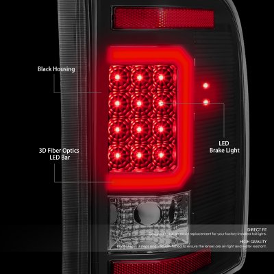 Chevy Silverado 2007-2013 Black LED Tail Lights Red C-Tube