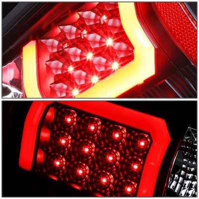 Chevy Silverado 2007-2013 Black LED Tail Lights Red C-Tube
