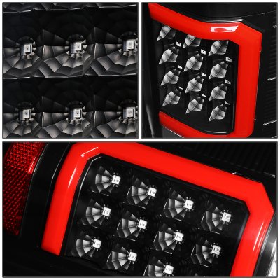 Chevy Silverado 2007-2013 Black LED Tail Lights Red C-Tube
