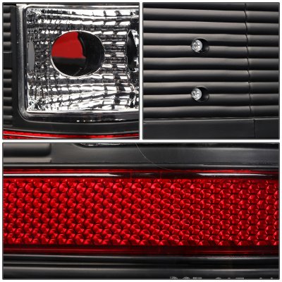 Chevy Silverado 2007-2013 Black LED Tail Lights Red C-Tube