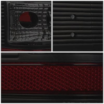 Chevy Silverado 2007-2013 Black Smoked LED Tail Lights Red C-Tube