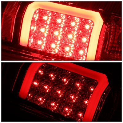 Chevy Silverado 2007-2013 Clear LED Tail Lights Red C-Tube