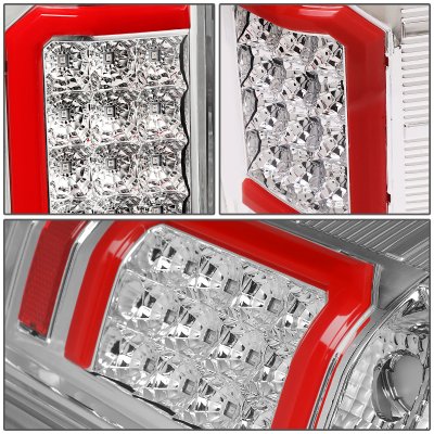 Chevy Silverado 2007-2013 Clear LED Tail Lights Red C-Tube