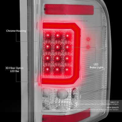 Chevy Silverado 2500HD 2007-2014 Clear LED Tail Lights Red C-Tube