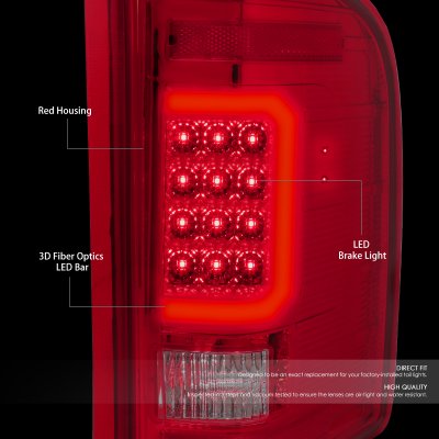 Chevy Silverado 2007-2013 LED Tail Lights Red C-Tube