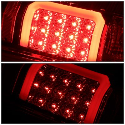 Chevy Silverado 2007-2013 Smoked LED Tail Lights Red C-Tube