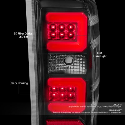 Chevy Silverado 2500HD 2015-2019 Black LED Tail Lights C-Tube