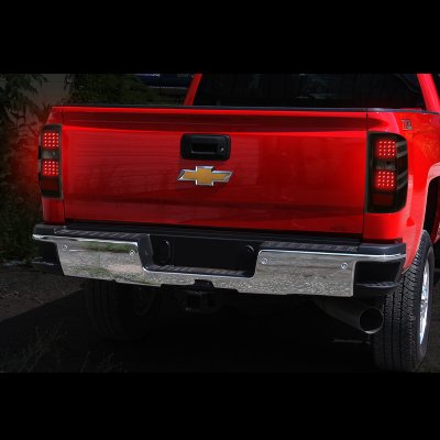 Chevy Silverado 3500HD 2015-2019 Black Smoked LED Tail Lights