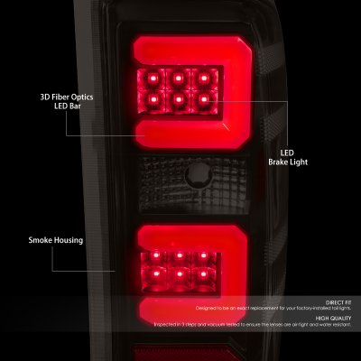 Chevy Silverado 2014-2018 Black Smoked LED Tail Lights Red C-Tube