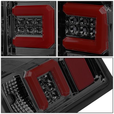 Chevy Silverado 2014-2018 Smoked LED Tail Lights Red C-Tube