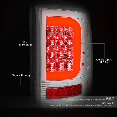 Dodge Ram 3500 2010-2018 Clear LED Tail Lights Red C-Tube