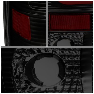 Ford F150 1997-2003 Black Smoked LED Tail Lights Red C-Tube