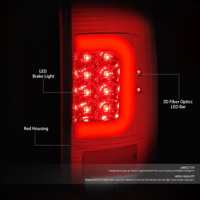 Ford F250 Super Duty 2008-2016 LED Tail Lights Red C-Tube
