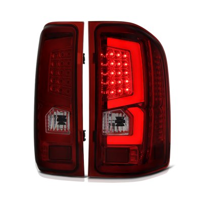 Chevy Silverado 3500HD 2007-2014 Custom LED Tail Lights Red Smoked