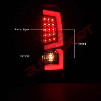 GMC Sierra 2500HD 2007-2014 Black Custom LED Tail Lights Red Tube