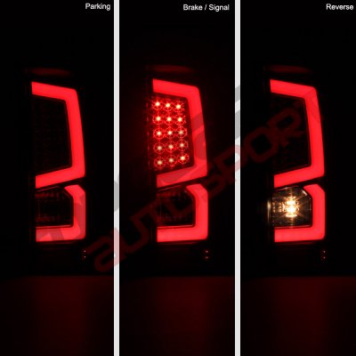 GMC Sierra 2500HD 2007-2014 Black Custom LED Tail Lights Red Tube