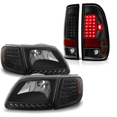 Ford F150 1997-2003 Black Headlights LED DRL Signal and LED Tail Lights