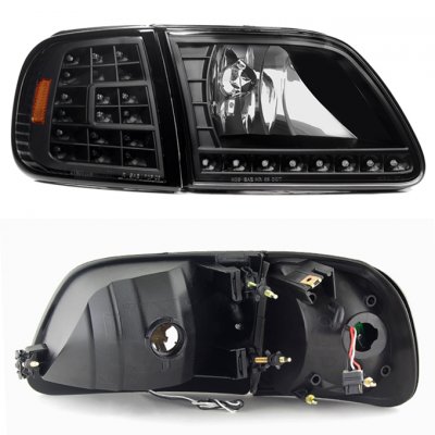 Ford F150 1997-2003 Black Headlights LED DRL Signal and LED Tail Lights