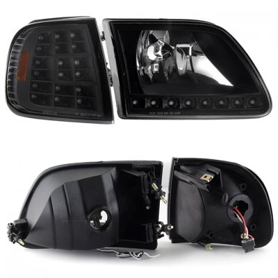 Ford F150 1997-2003 Black Headlights LED DRL Signal and LED Tail Lights