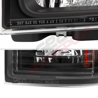 Ford F350 Super Duty 2005-2007 Black Headlights and LED Tail Lights