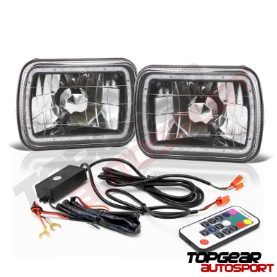 Chevy Van 1978-1996 Black Color SMD LED Sealed Beam Headlight Conversion Remote