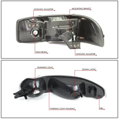 GMC Yukon XL Denali 2001-2006 Black Smoked Headlights