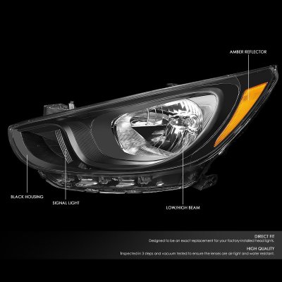 Hyundai Accent 2012-2017 Black Headlights