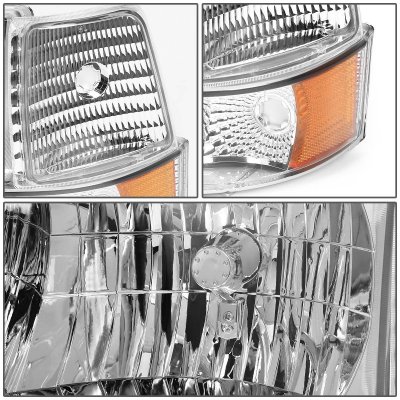 Ford F250 1992-1996 Clear Headlights and Bumper Lights Set and LED