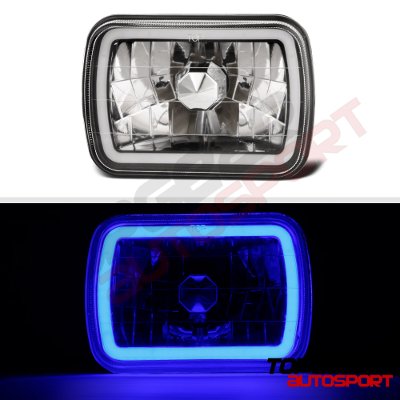 Dodge Ramcharger 1985-1993 Black Blue Halo Tube Sealed Beam Headlight Conversion