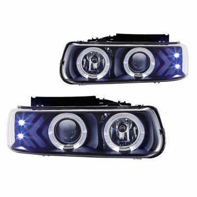 Chevy Suburban 2000-2006 Black Halo Projector Headlights LED