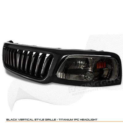Ford F150 1999-2003 Black Vertical Grille and Smoked Headlights