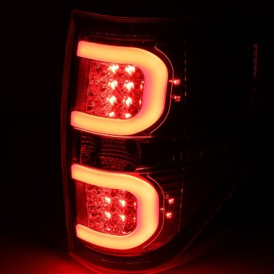 Ford F150 2009-2014 Clear LED Tail Lights Red C-Tube