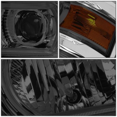 Chevy Silverado 1500 2014-2015 Smoked Projector Headlights Tube DRL