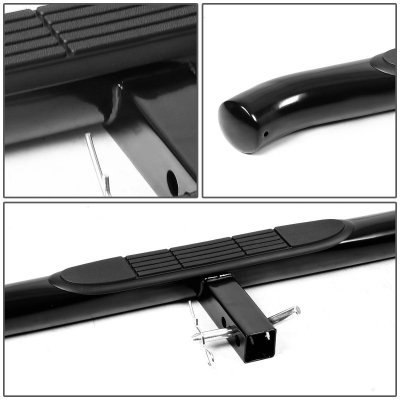 Chevy Silverado 3500HD 2007-2014 Receiver Hitch Step Bar Black Curved